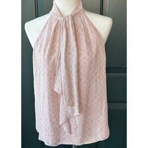 2/$30 Joie 100% Silk Soft Blush Geo Print Halter Tank Top M Minimalist Office
